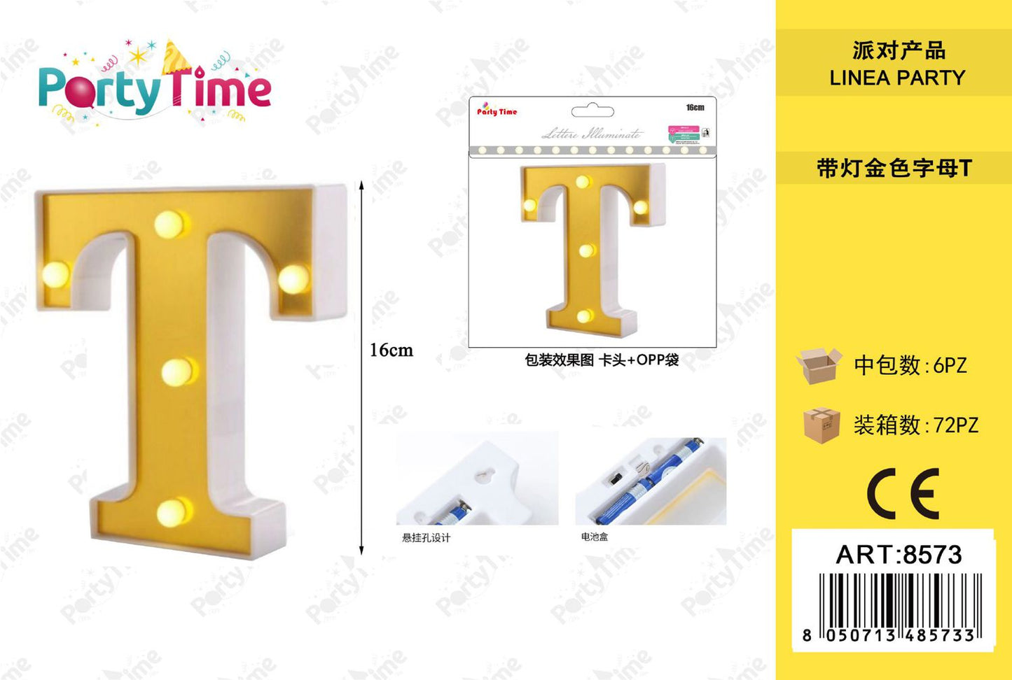 *16CM LETTERA A LUCI LED T ORO