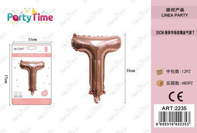 *35CM PALLONCINO ALLUMINIO ORO ROSA T