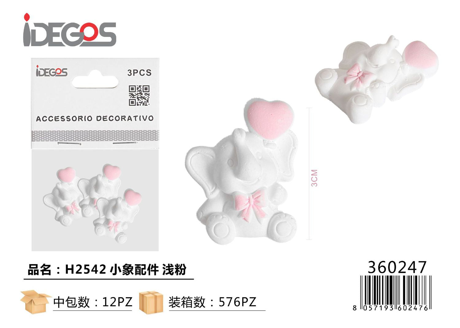 ACC/DECORATIVI RESINA ELEFANTE ROSA