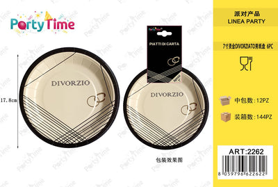 *PIATTI DI CARTA LINEA DIVORZIO 6PZ 18CM