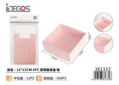 SCATOLINA IN CARTA ROSA PVC 12*12CM 4PZ