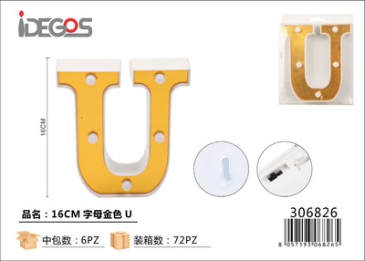 LETTERE CON LUCI LED U 16CM ORO