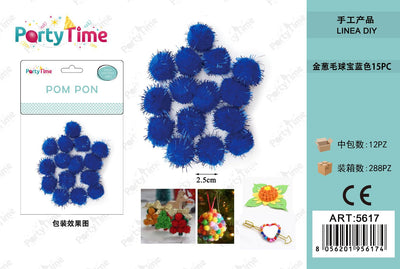 *POM PON 2.5CM 15PZ BLU