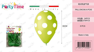 *BUSTINA PALLONCINO VERDE CON POIS BIANCHI PZ8 36CM