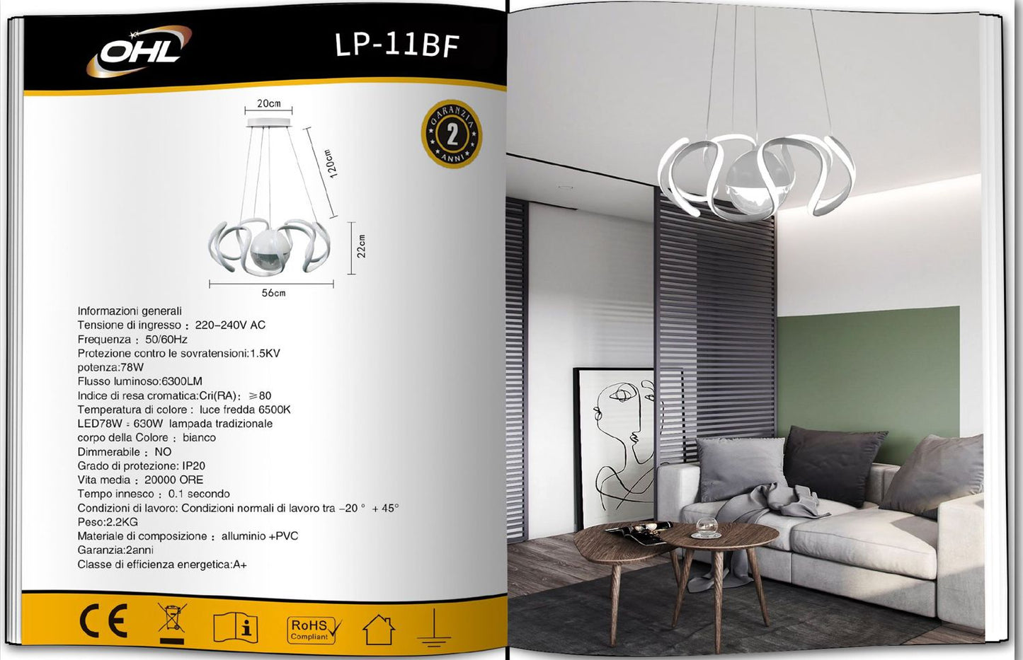 LAMPADARIO DA SOFFITTO/78W/6500K