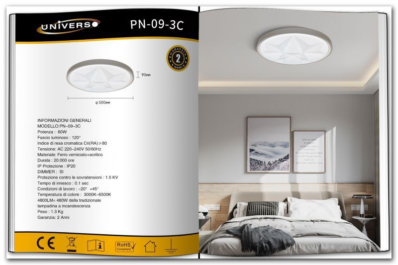 LAMPADARIO DA SOFFITTO/60W/3000K-6500K