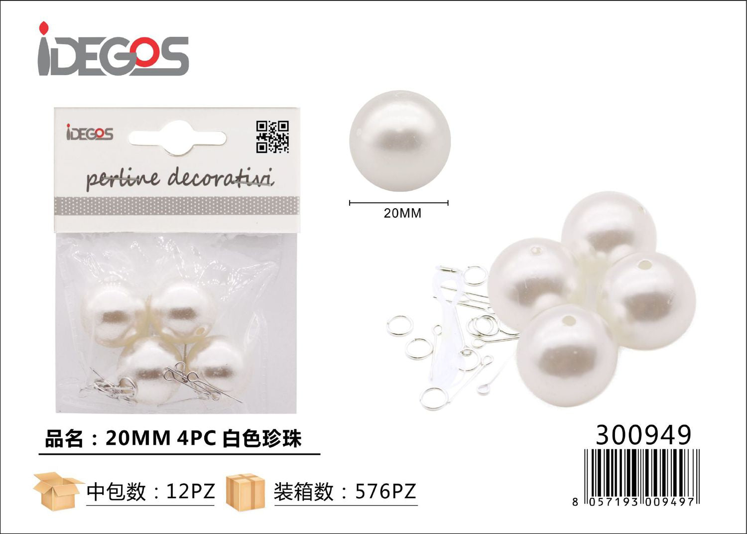 PERLE COLORE PERLE BUSTE PVC CON FILI 20MM*4PZ