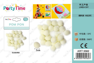 *POM PON 2CM 25PZ BIANCA