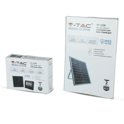 V-TAC Faro LED 25W  con Telecomando e Pannello Solare 12W 6000K