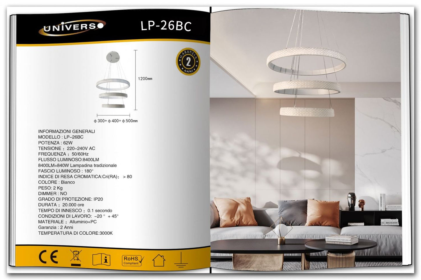 LAMPADARIO DA SOFFITTO/52W/3000K