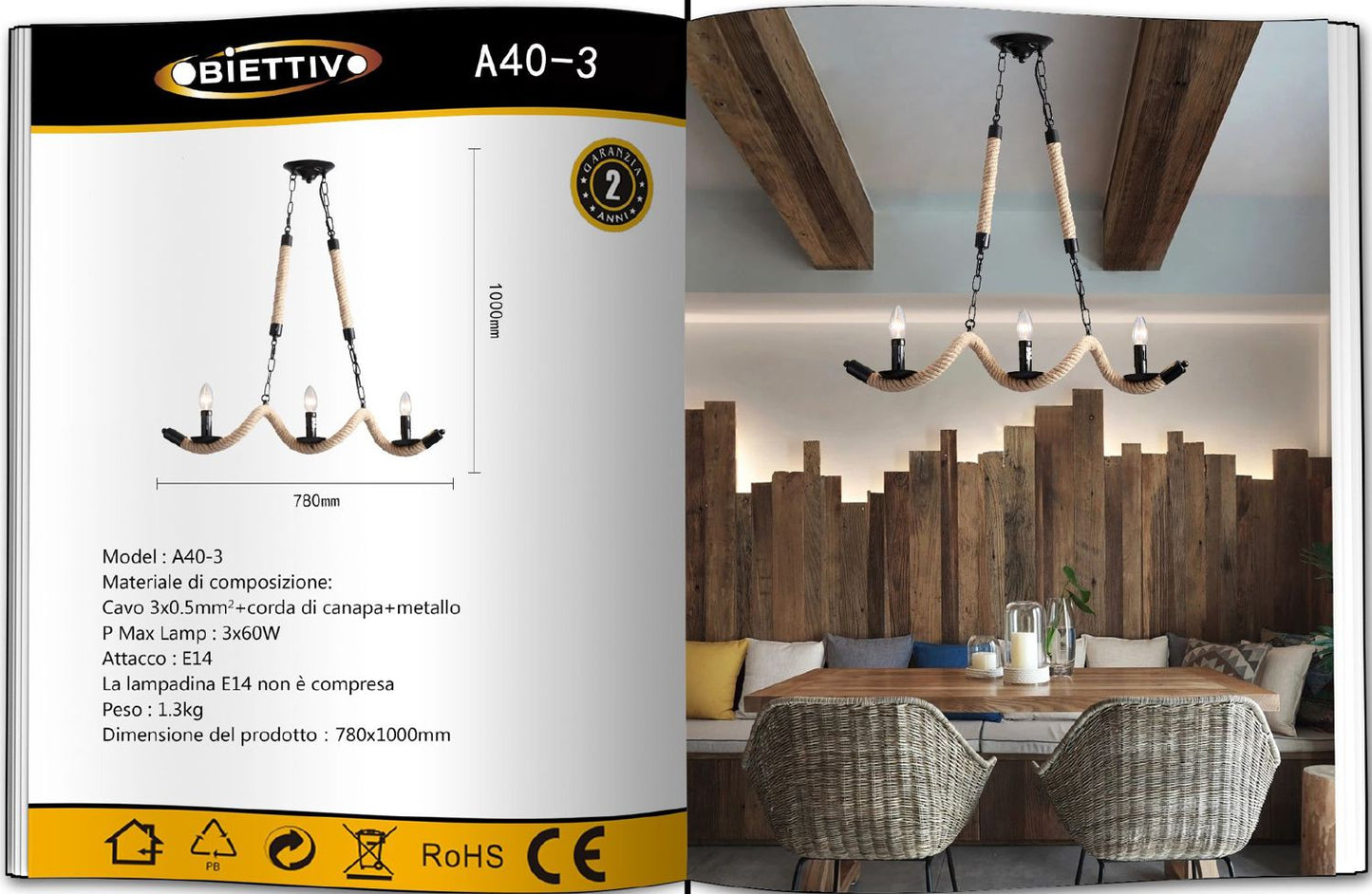 LAMPADARIO DA SOFFITTO/3XE14