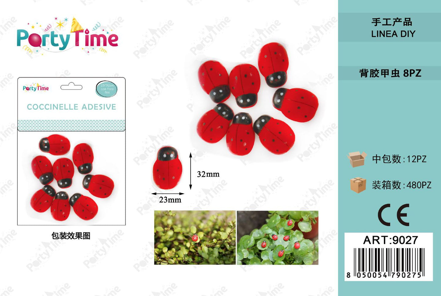 *COCCINELLE ADESIVE 23x32mm  8P