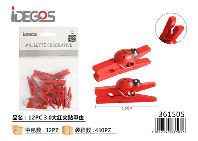 MOLLETTINE LEGNO ROSSO COCCINELLA 3-12PZ