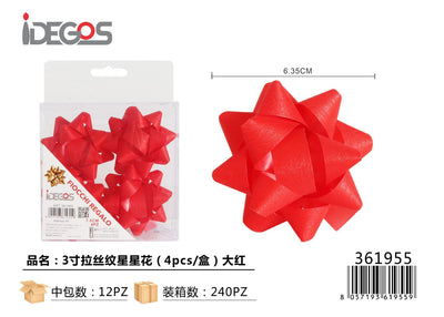 FIOCCO DA REGALO STELLE PET 3CM 4PZ