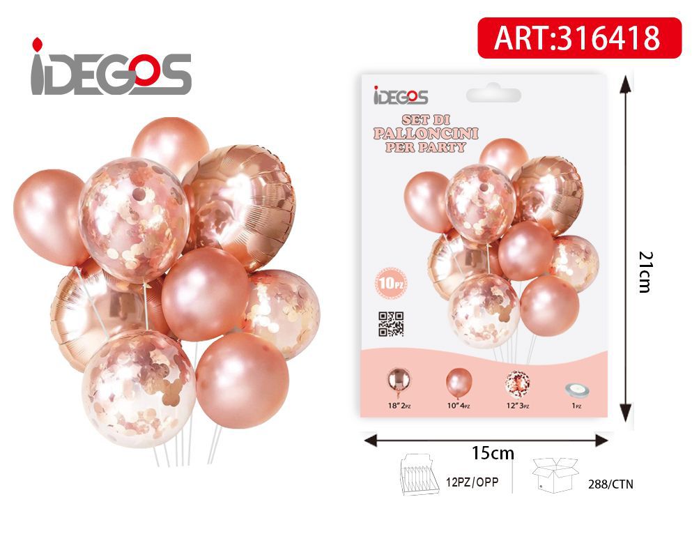 SET DI PALLONCINI DA 10PZ ORO ROSA