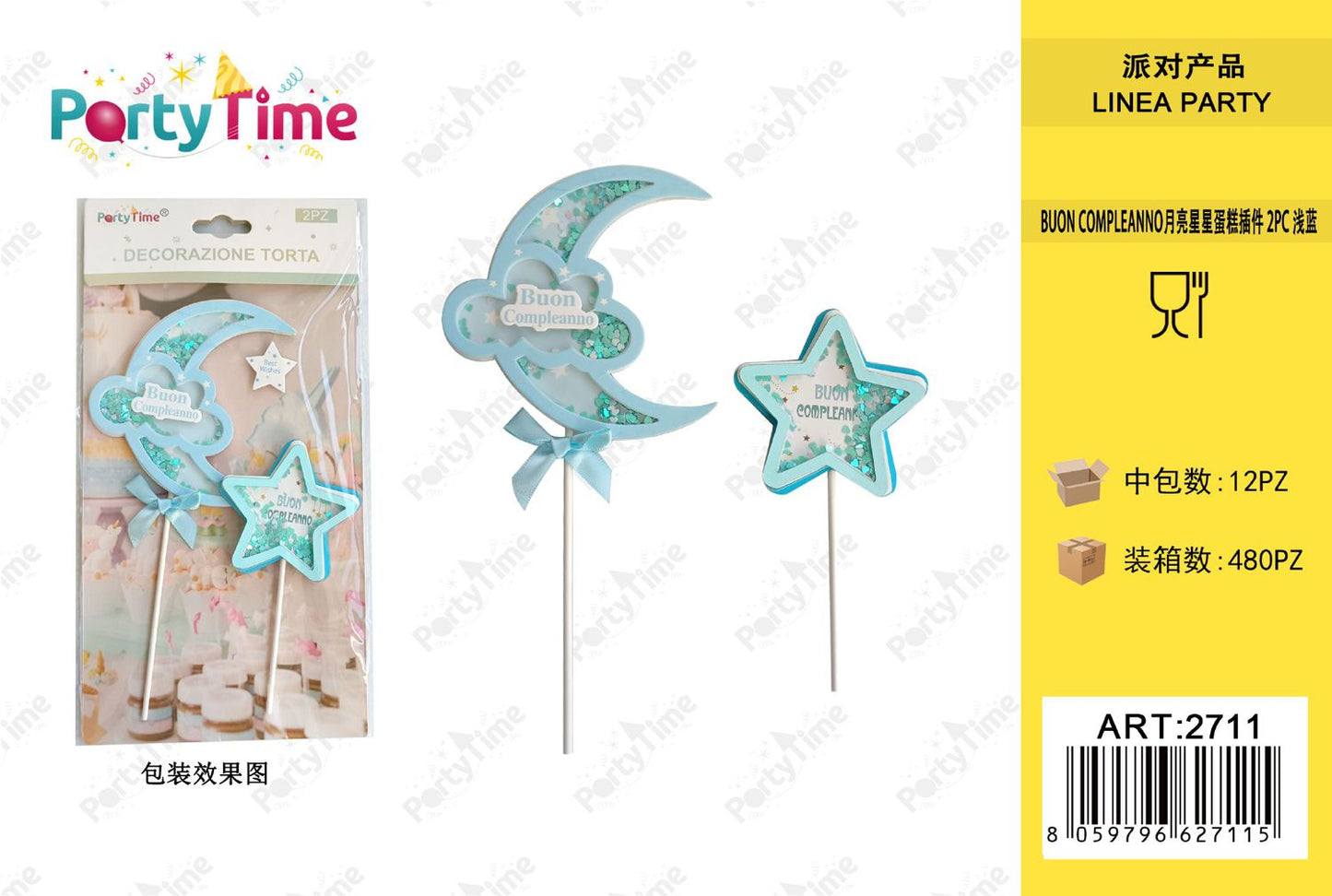 *DECORAZIONE TORTA LUNA + STELLA BLUE