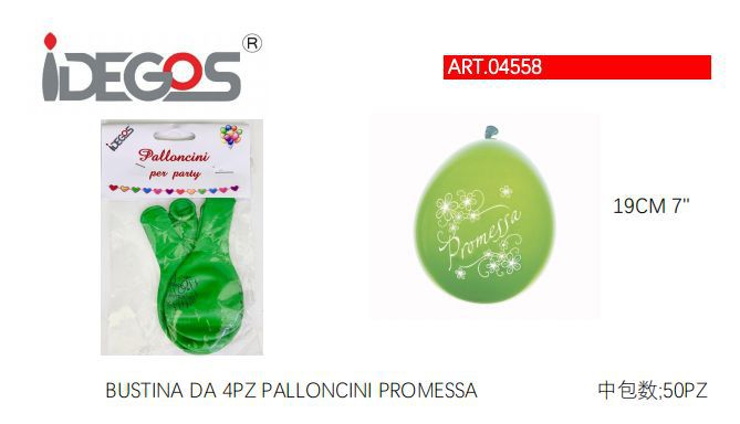 BUSTINA DA 4PZ PALLONCINI PROMESSA