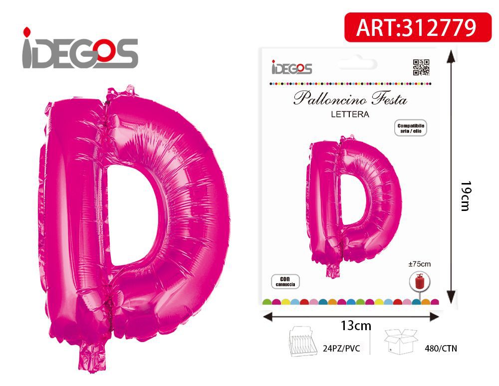 PALLONCINO 75CM ROSA LETTERE D