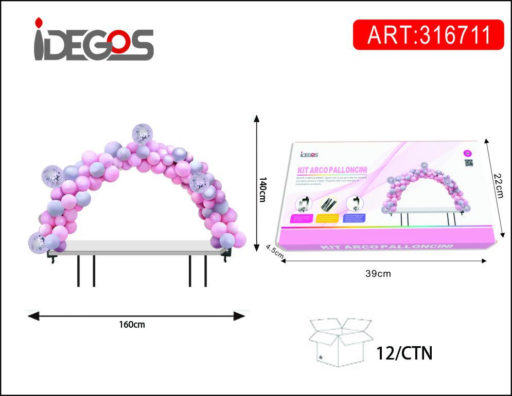 KIT ARCO PALLONCINI COLORATI IN PASTELLO