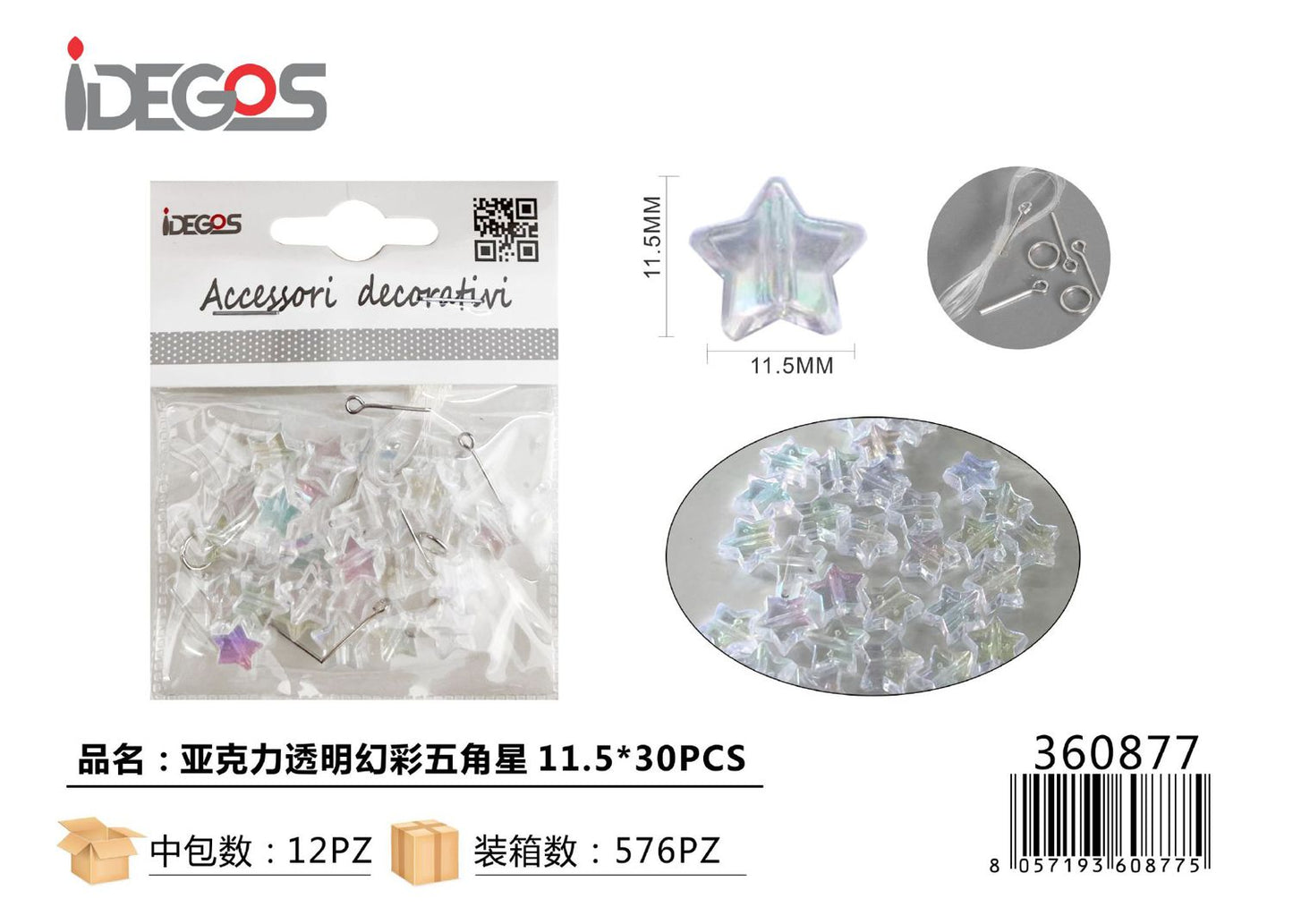 ACC/DECORATIVI A PERLINE STELLE TRASPARENTE