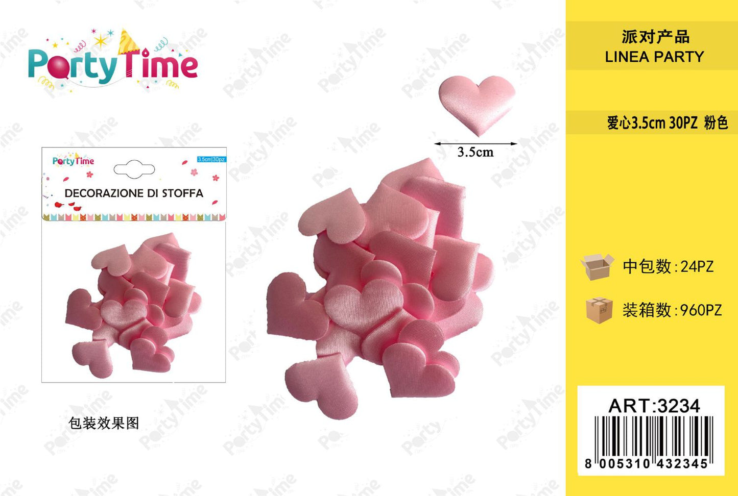 *PETALI DI ROSA A FORMA CUORE 3.5CM 30PZ ROSA