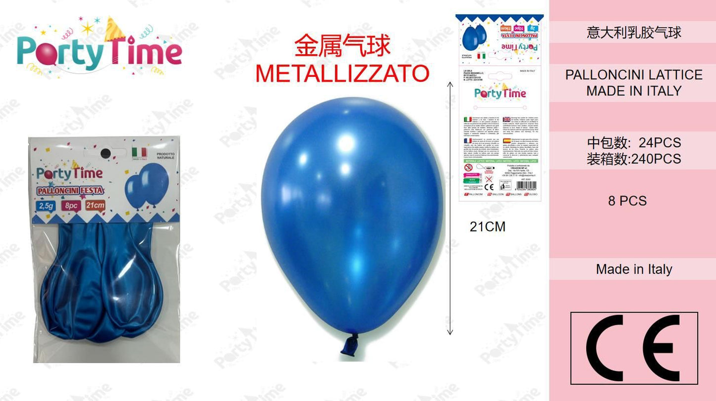 *BUSTA PALLONCINI GOMMA AM80 METALLIZZATO BLU 8 PZ