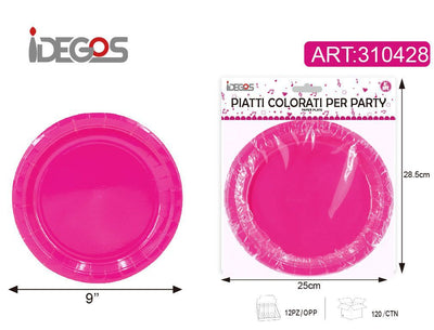 ACCESSORI FESTA PIATTI DI CARTA 9" MAGENTA 6PZ