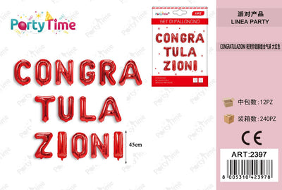 *PALLONCINO CONGRATULAZIONI ROSSO