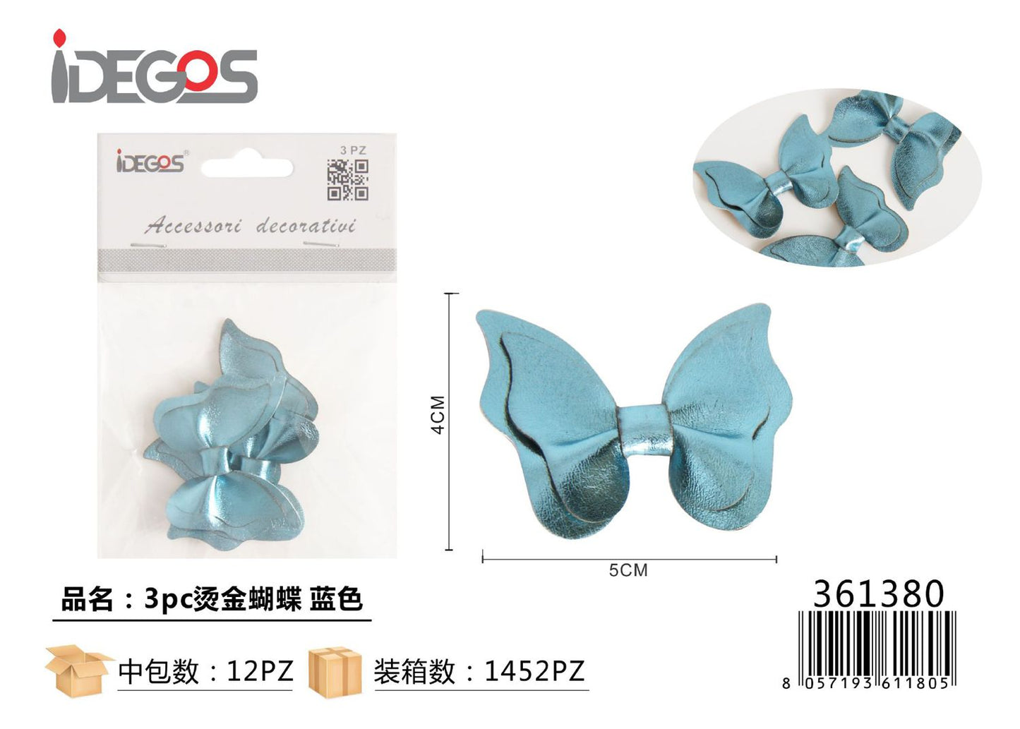 ACC/DECORATIVI A FIOCCO CELESTE 3PZ