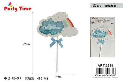 *DECORAZIONE TORTA ARCOBALENO BLU