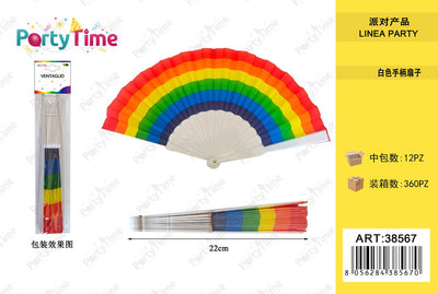 *VENTAGLIO  21CM RAINBOW BIANCO