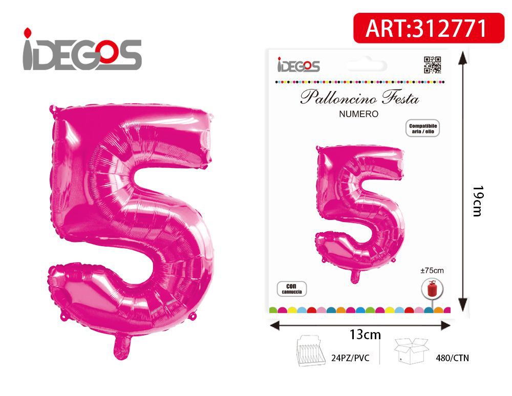 PALLONCINO 75CM ROSA NUMERO 5