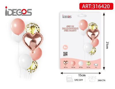 SET DI PALLONCINI DA 8PZ ORO ROSA