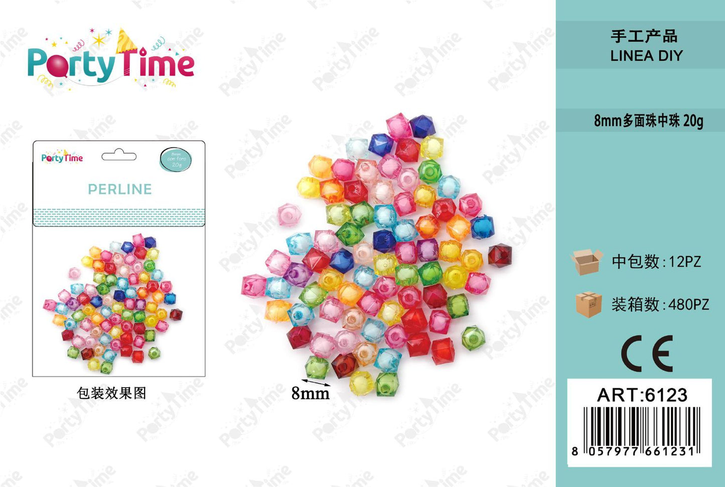 *PERLINE COLORE MISTO 8mm