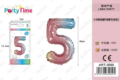 *PALLONCINO MYLAR COLOR 35CM NUMERO 5