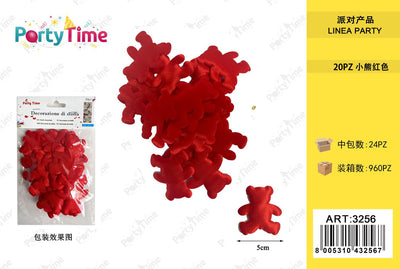 *PETALI DI ROSA A FORMA ORSETTO 5CM 20PZ ROSSO