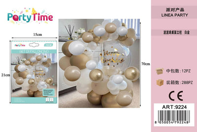 *SET DI PALLONCINI 'HAPPY BIRTHDAY' BIANCA E ORO