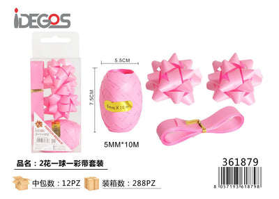 SET DI FIOCCHETTI PER REGALO ROSA PASTELLO