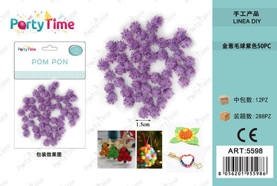 *POM PON 1.5CM 50PZ VIOLA