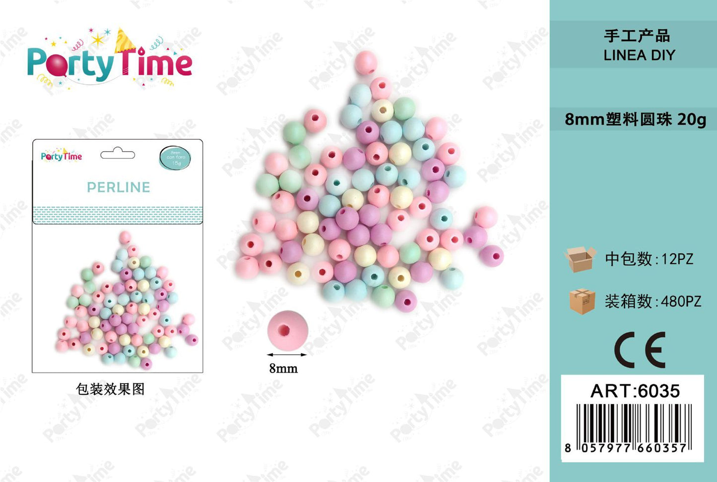 *PERLINE 8mm COLORE MISTO