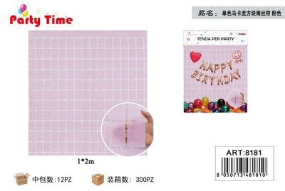 *tenda per party"happy birthday" 1*2m rosa