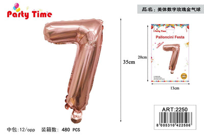 *35CM PALLONCINO ALLUMINIO ORO ROSA 7