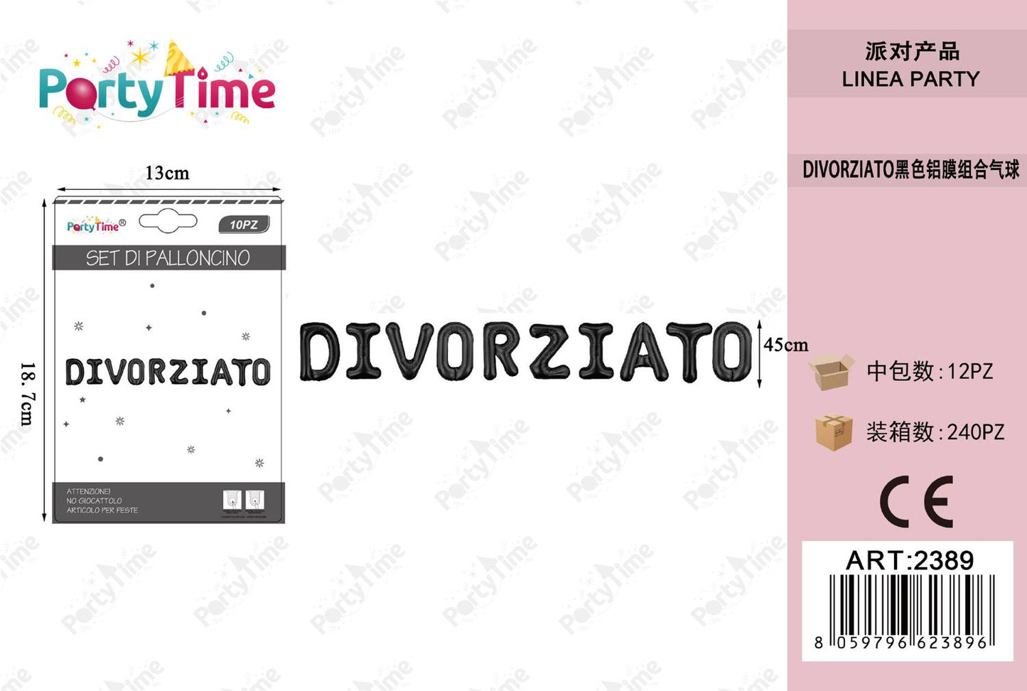 *SET DI PALLONCINO DIVOERZIATO NERO