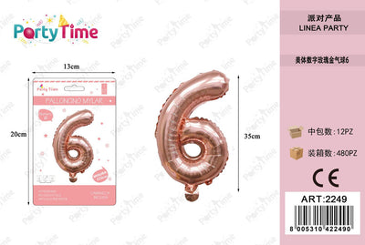 *35CM PALLONCINO ALLUMINIO ORO ROSA 6