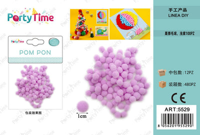 *POM PON 1CM 100PZ VIOLA CHIARO