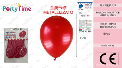 *BUSTA PALLONCINI GOMMA AM80 METALLIZZATO ROSSO 8 PZ