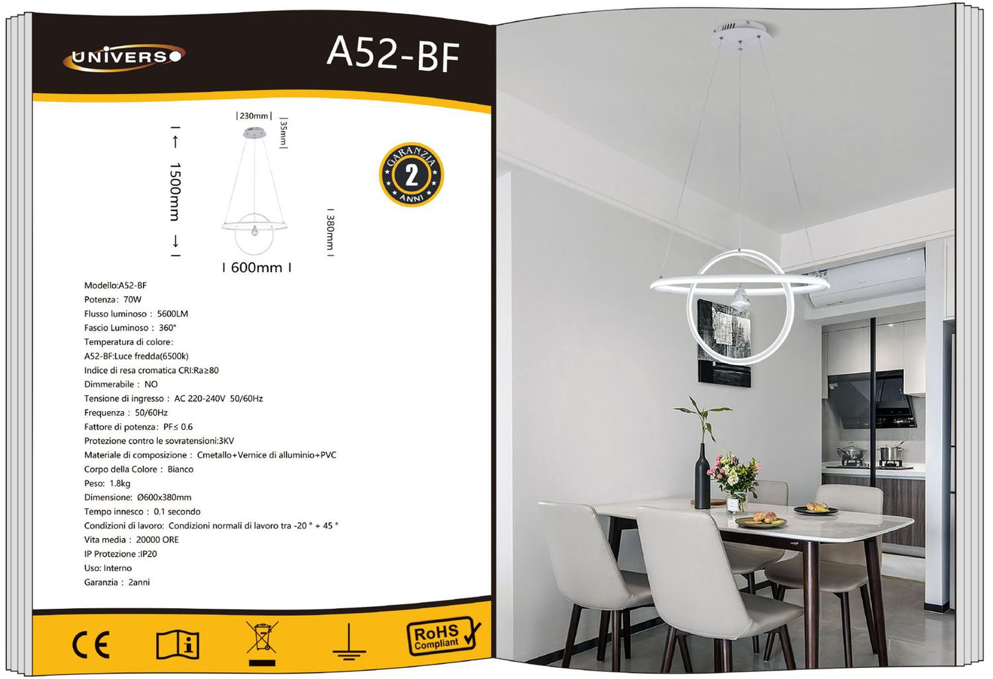 LAMPADARIO DA SOFFITTO/70W 6500K