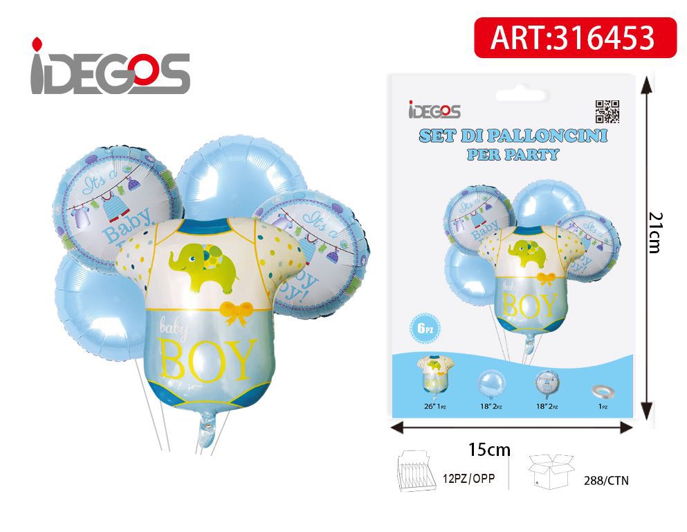 SET DI PALLONCINI CELESTE BOY