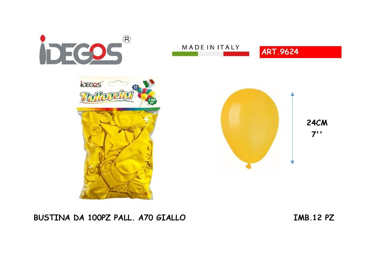 BUSTA DA 100 PALLONCINI GIALLO