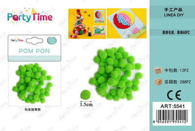 *POM PON 1.5CM 60PZ VERDE